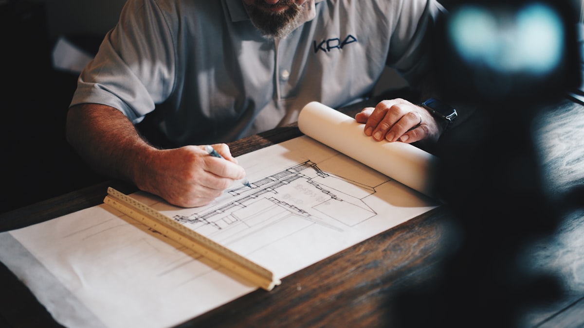 Projeto arquitetônico em desenvolvimento no escritório da Traço Arquitetura